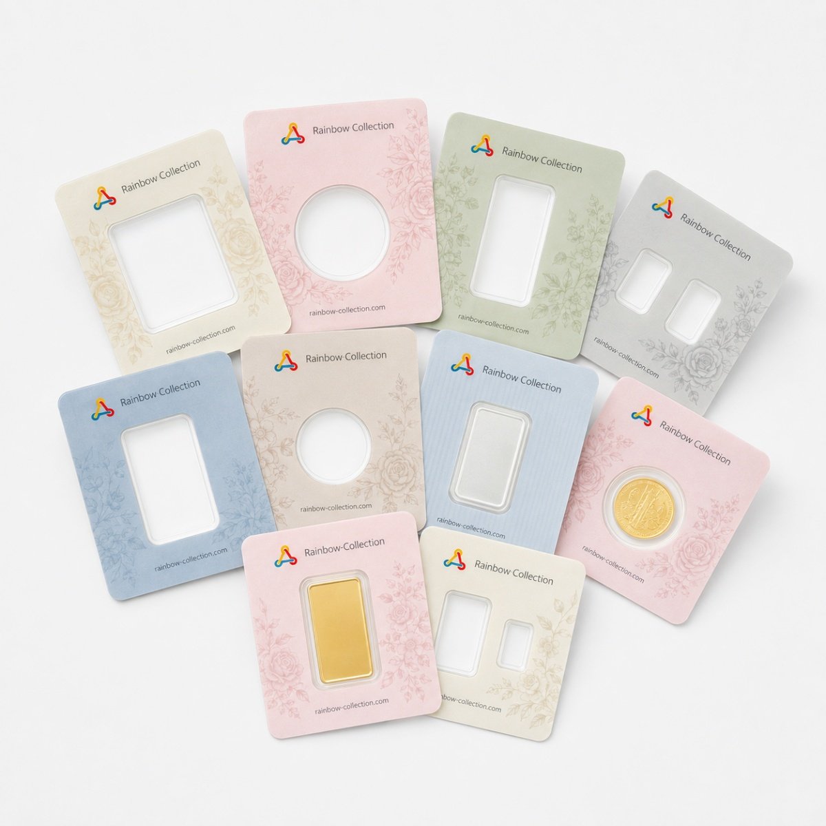 Custom color blister card packaging options with different cavities for bars and coins