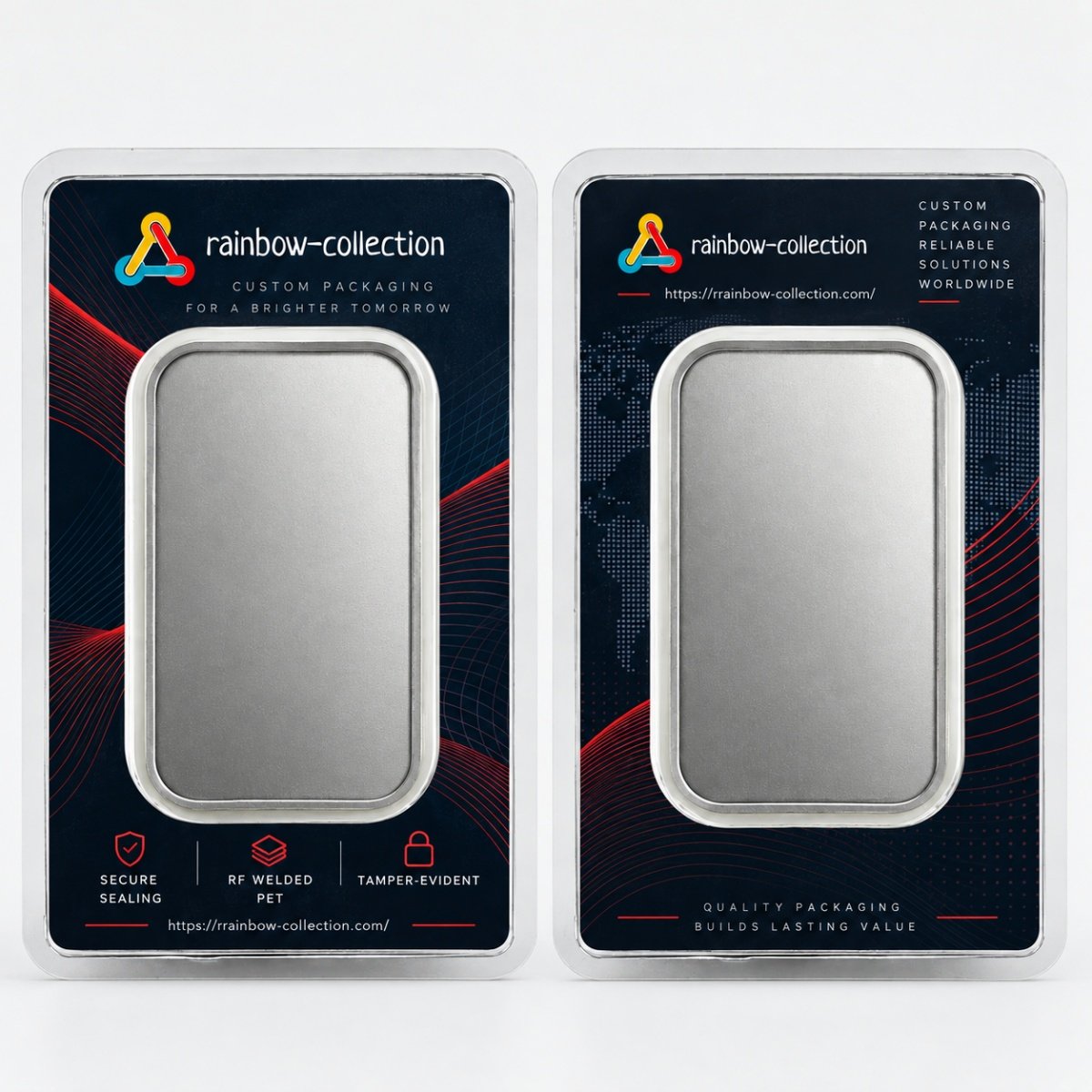 1 oz silver bullion bar high-frequency welded PET blister card packaging