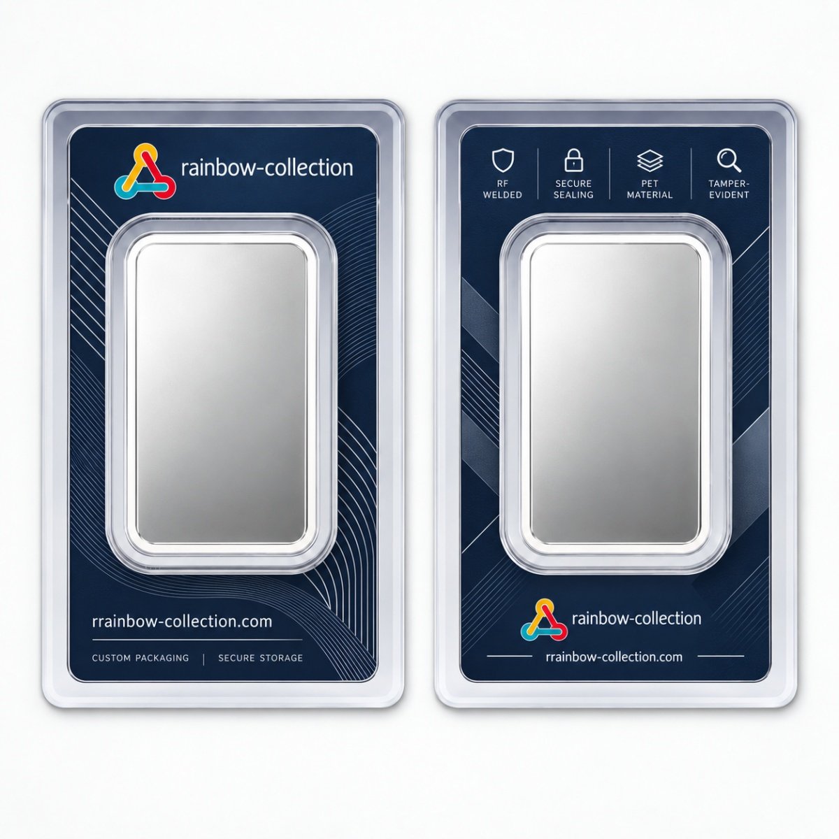 1 ounce silver bar RF sealed bullion display card packaging