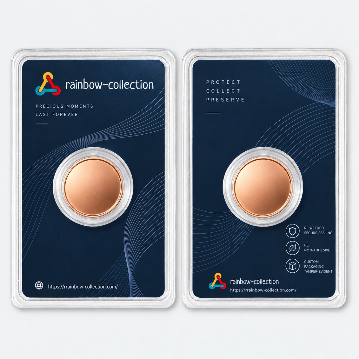 25mm copper coin non-adhesive RF sealed blister card packaging