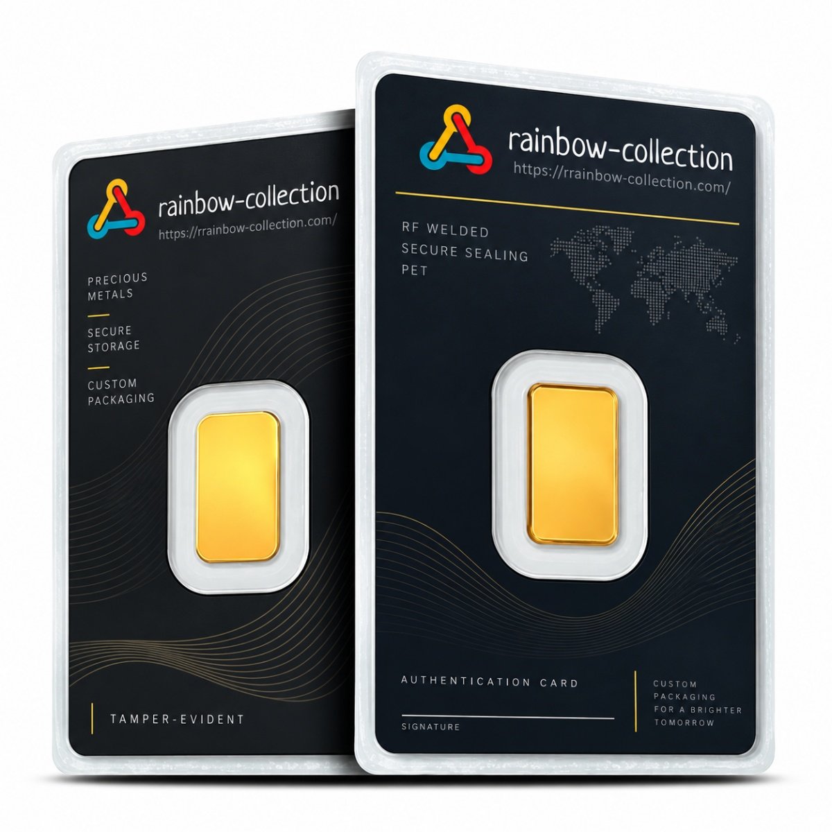 86x54mm RF sealed gold coin blister card packaging with precision die-cut case