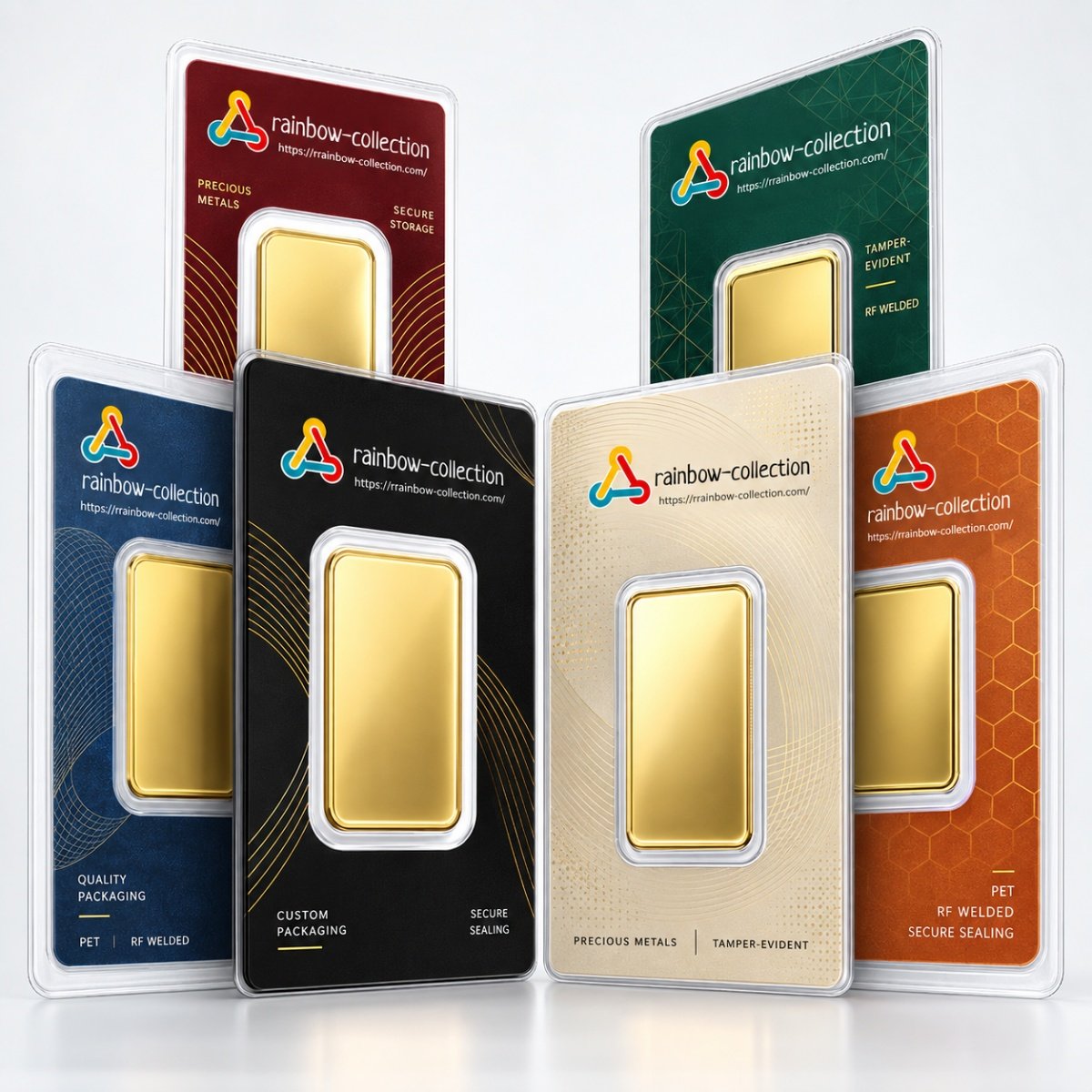 RF welded precious metal blister packaging with custom authentication features