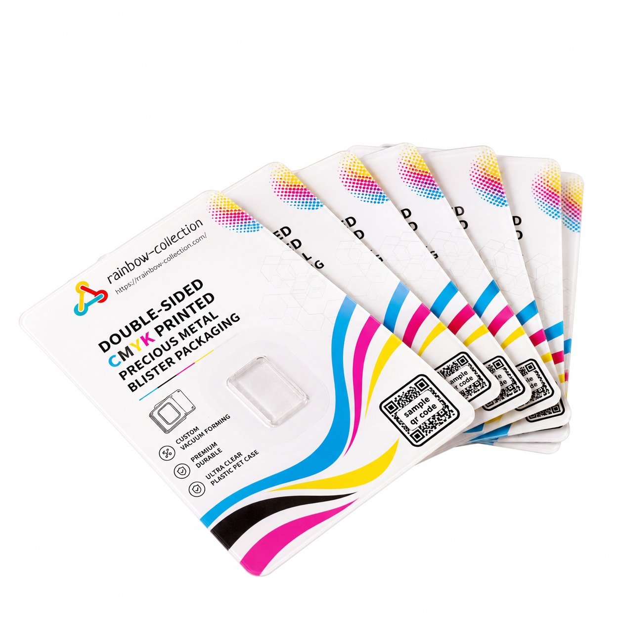 Custom color blister card samples for small gold coin and collectible coin packaging